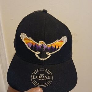 Local Crowns Black Cap with Eagle Embroidery